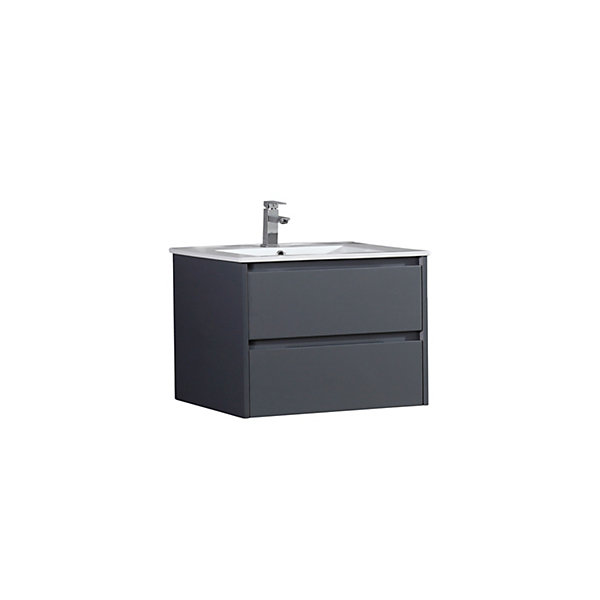 Meuble avec vasque 80 cm gris laqué Aquadoli