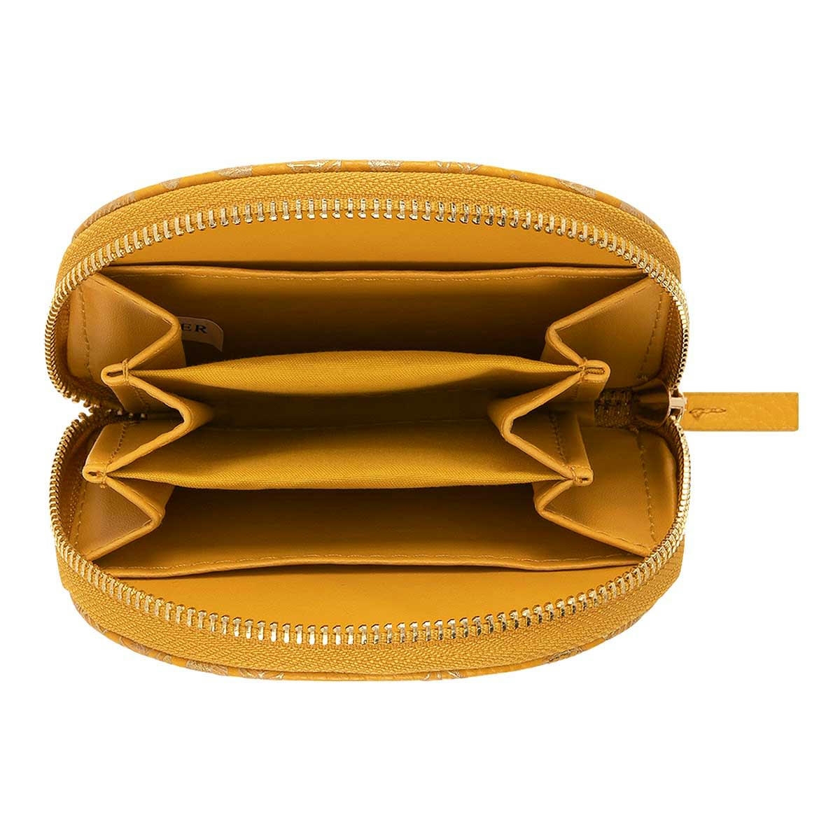 - Porte-monnaie - Feuilles Dorées - Jaune Moutarde