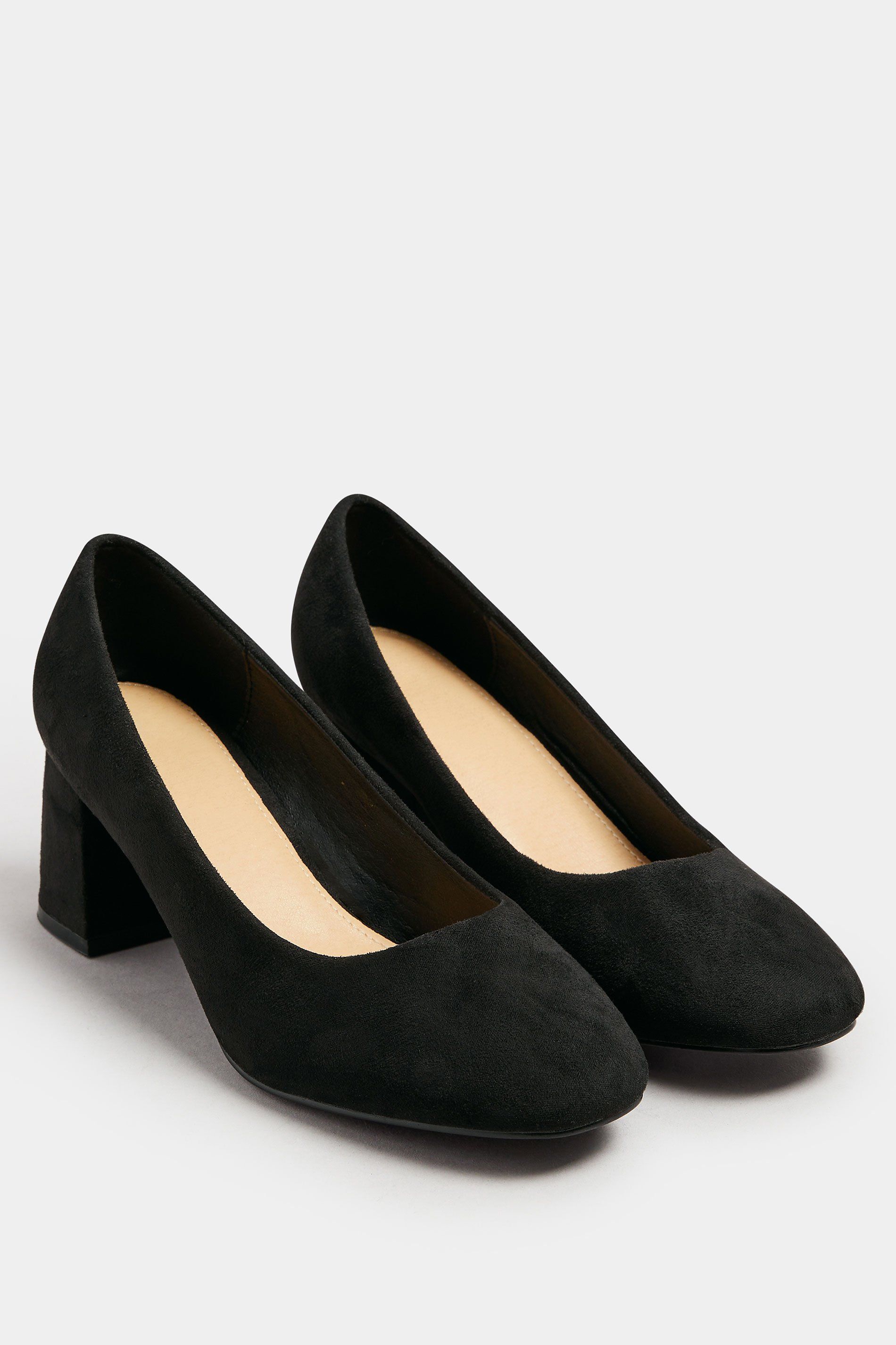 Yours Faux Suede Mid Block Heel Court Shoes