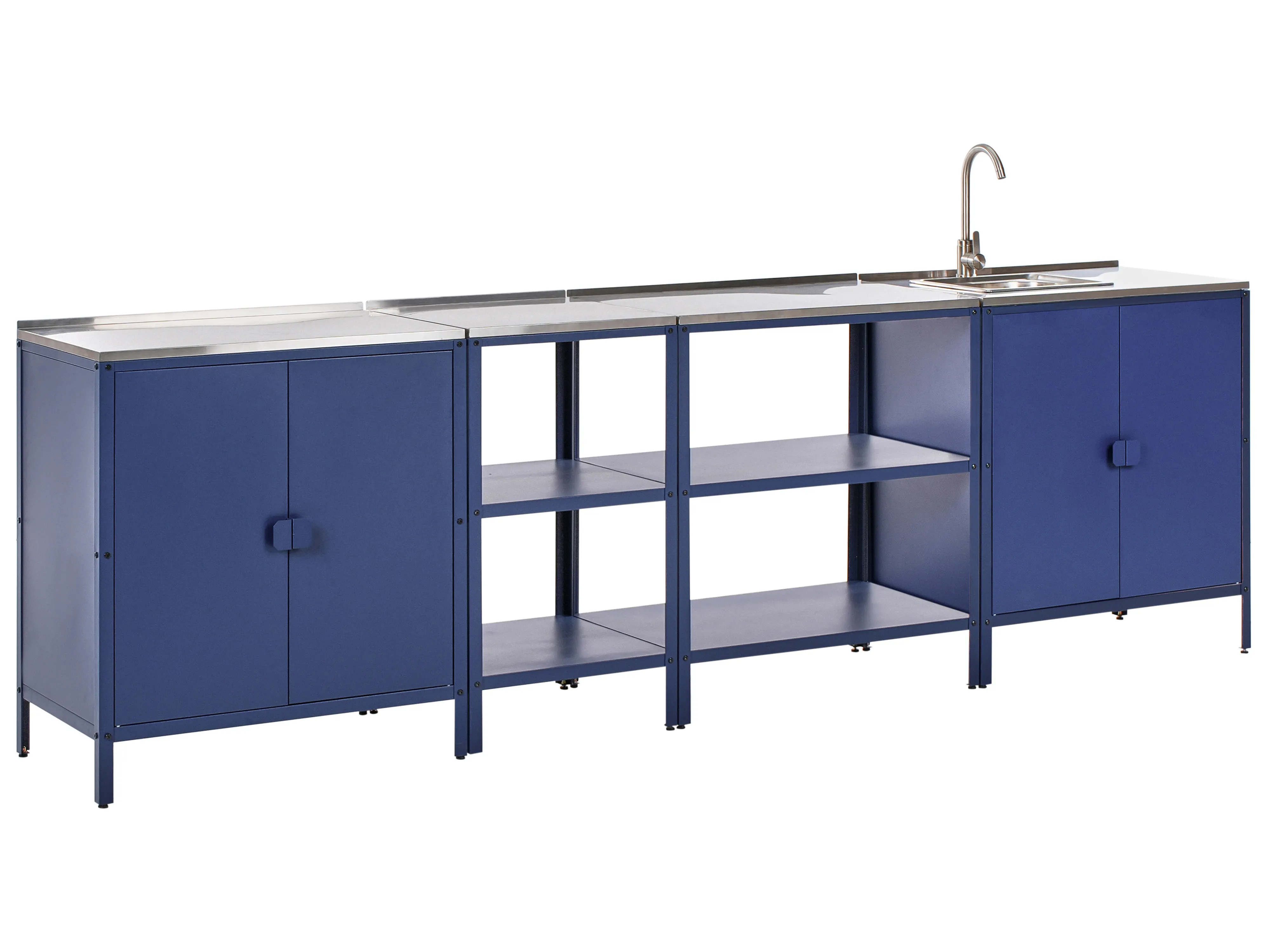 4 Piece Outdoor Kitchen Set with Sink VILAMA Metal Blue