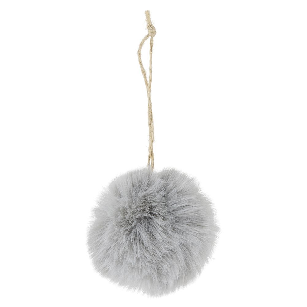 Boule de No&euml;l fourrure gris Ø6cm