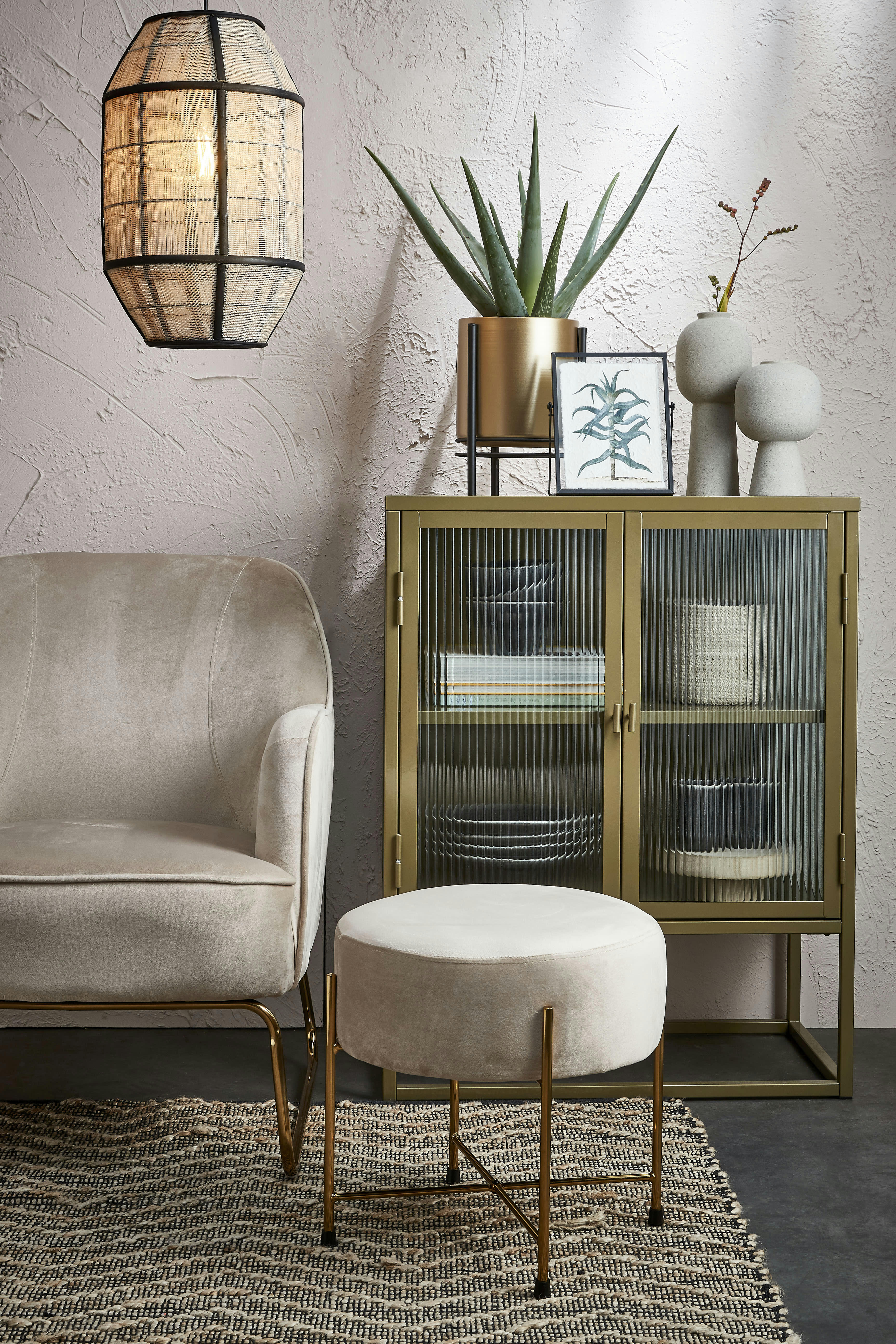 SVERRE - Cache-pot en métal doré et noir H28