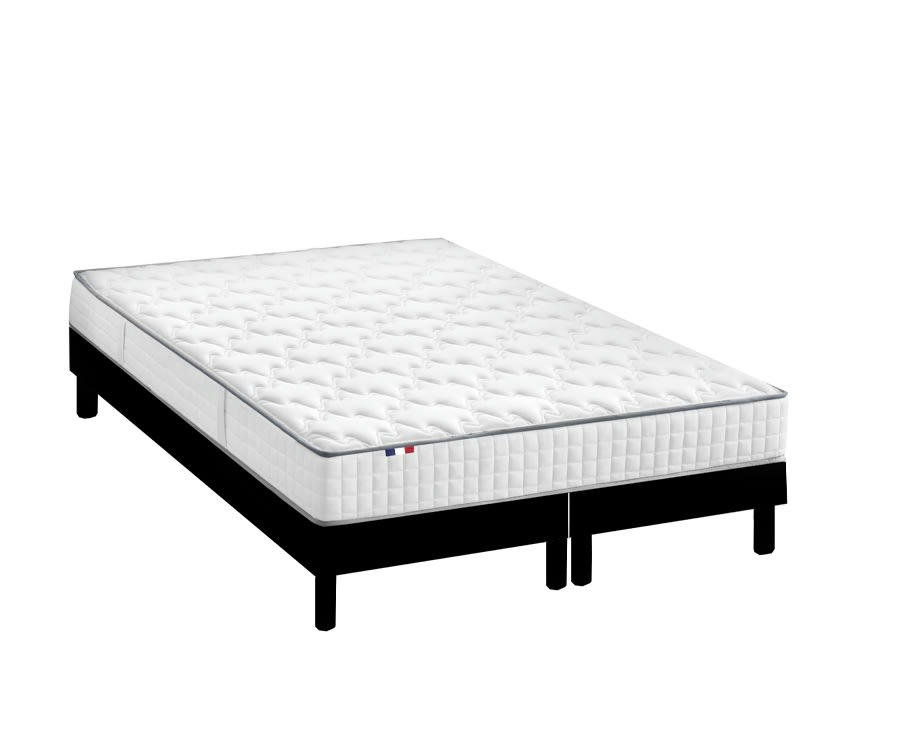 ENSEMBLE KIT ODYSSEE - Ensemble Matelas Ressorts + Visco Sommier en Kit Anthracite 180x200