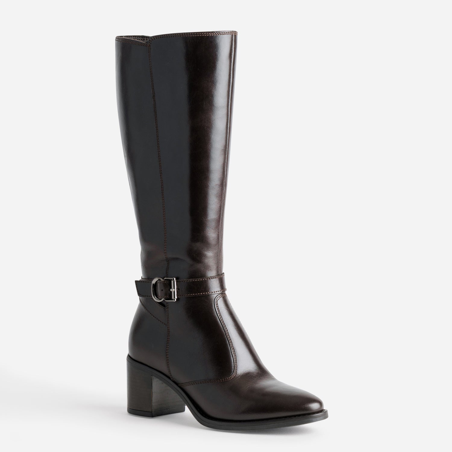 Botte à talon marron cuir bride cheville