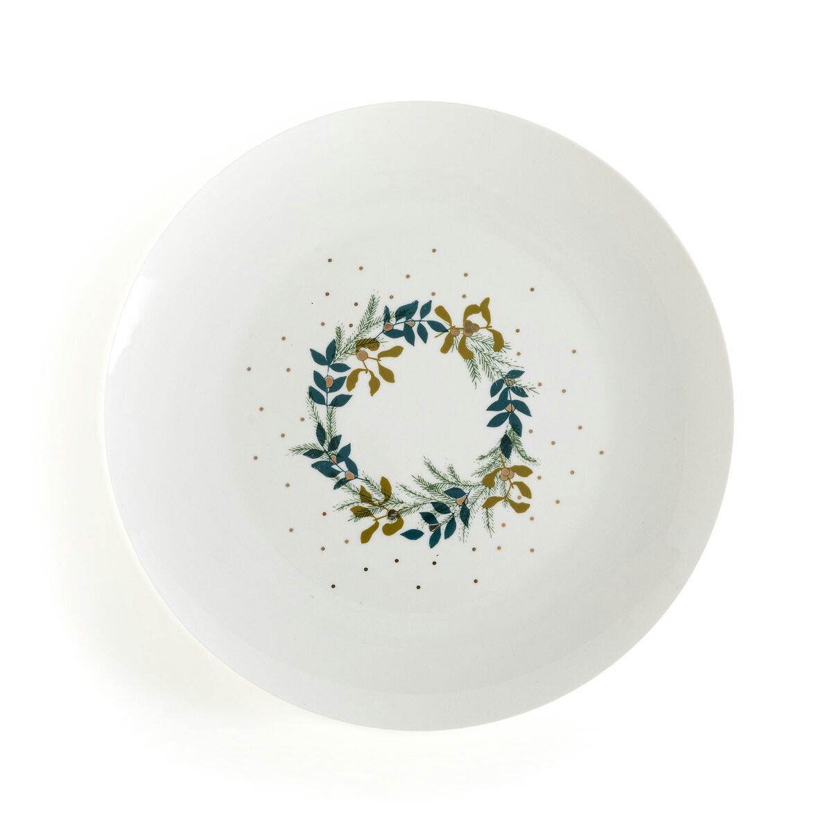 Lot de 4 assiettes plates en porcelaine, Décembre