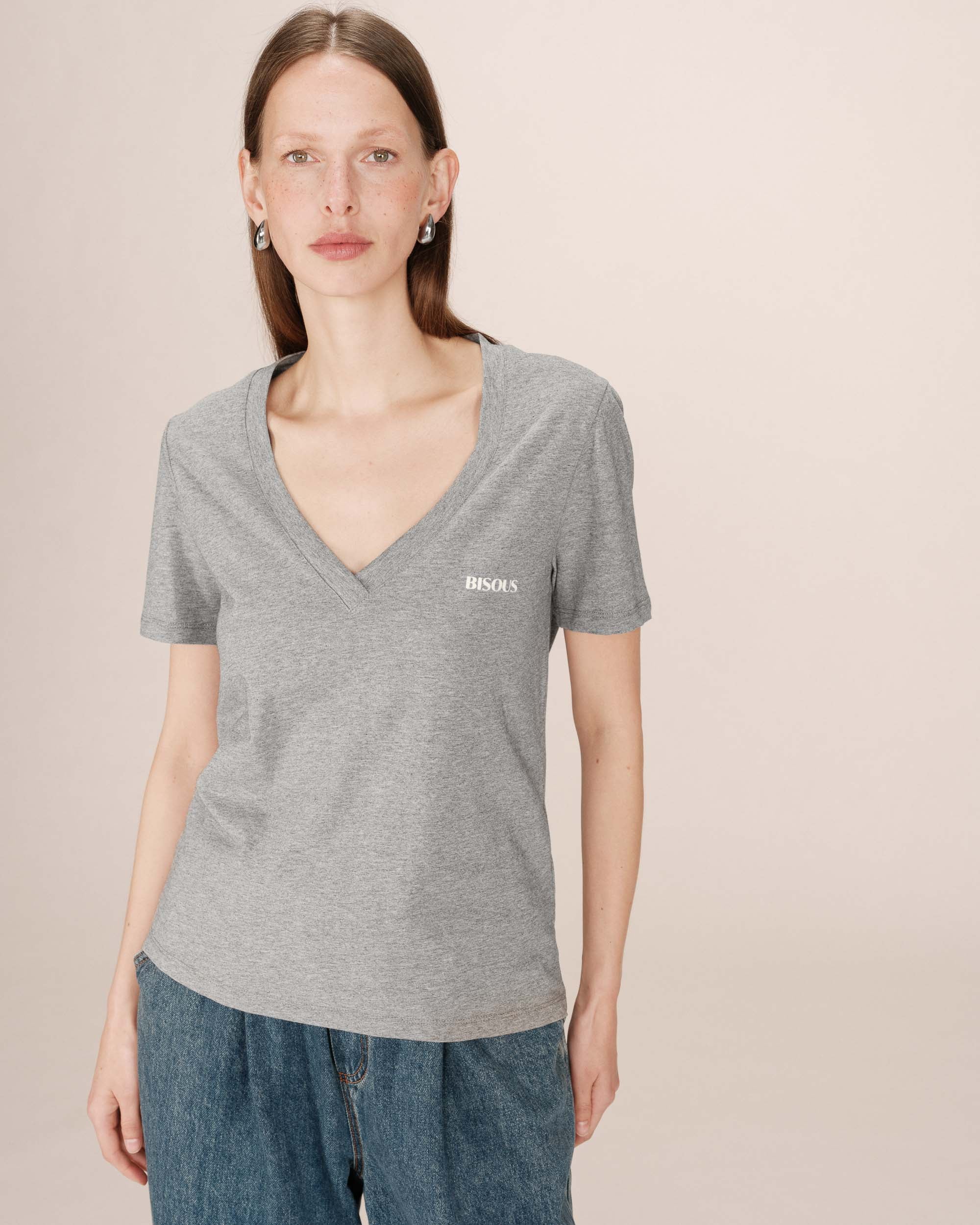 T-shirt a message gris Samory