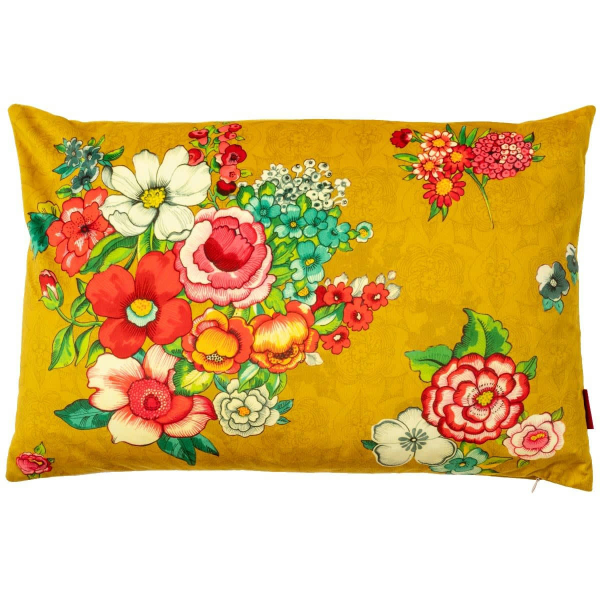 - Housse de coussin velours imprimé fleuri safran 40x60 cm