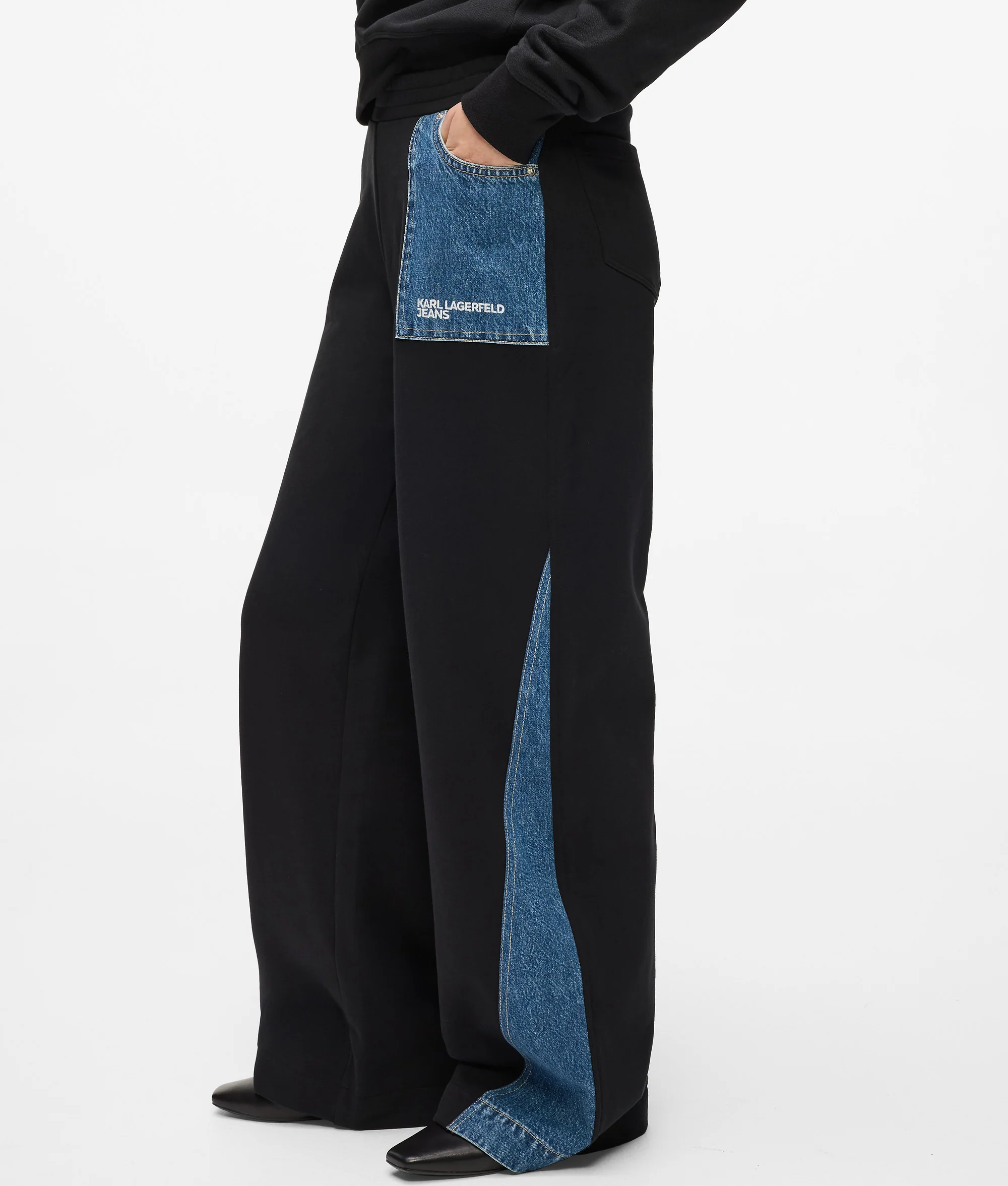 Jogging avec empiècement en denim