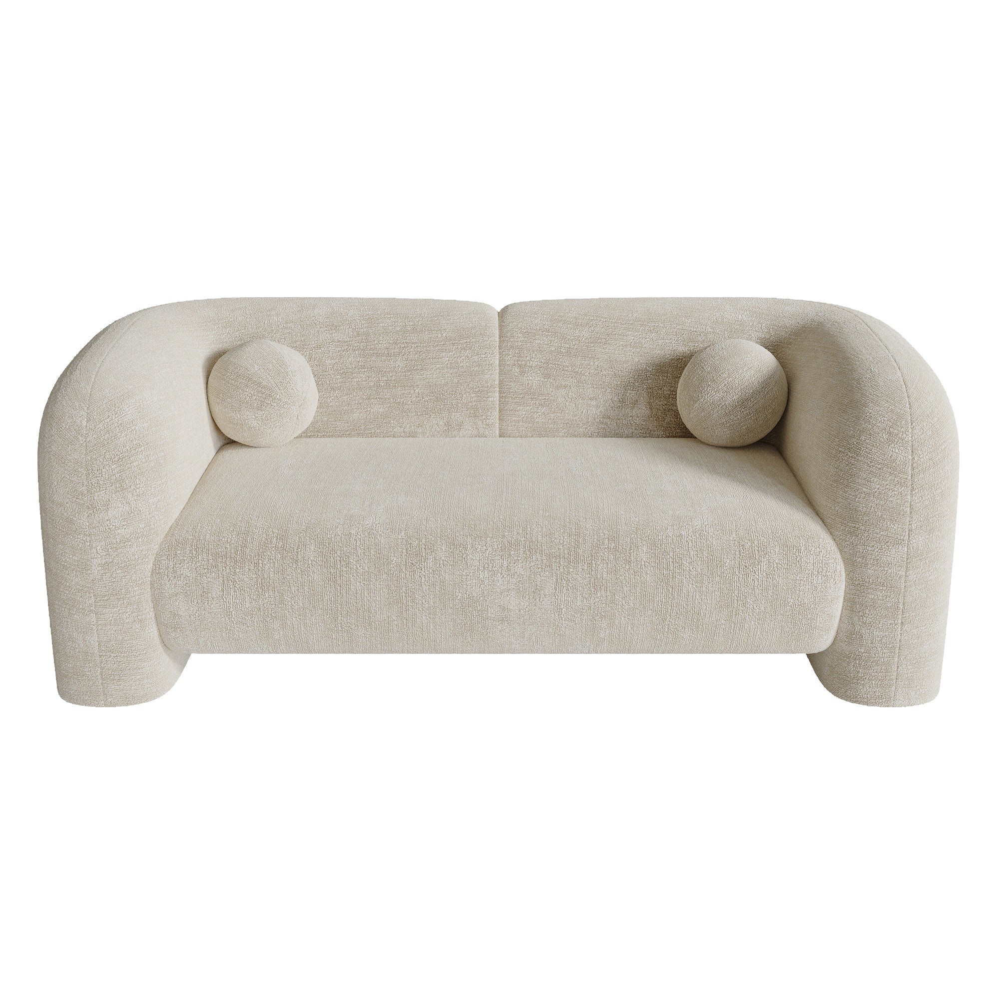 Rechte bank NOLA 2 personen Fluweel met patroon Crème