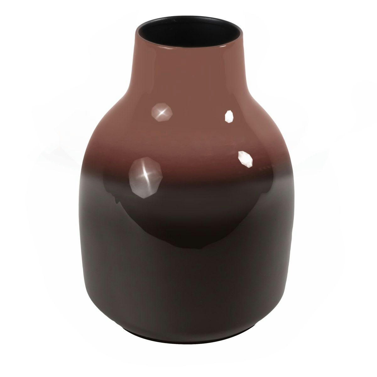 HALEY - Vase moderne chic fer émaillé bicolore bordeaux h 23,5 cm