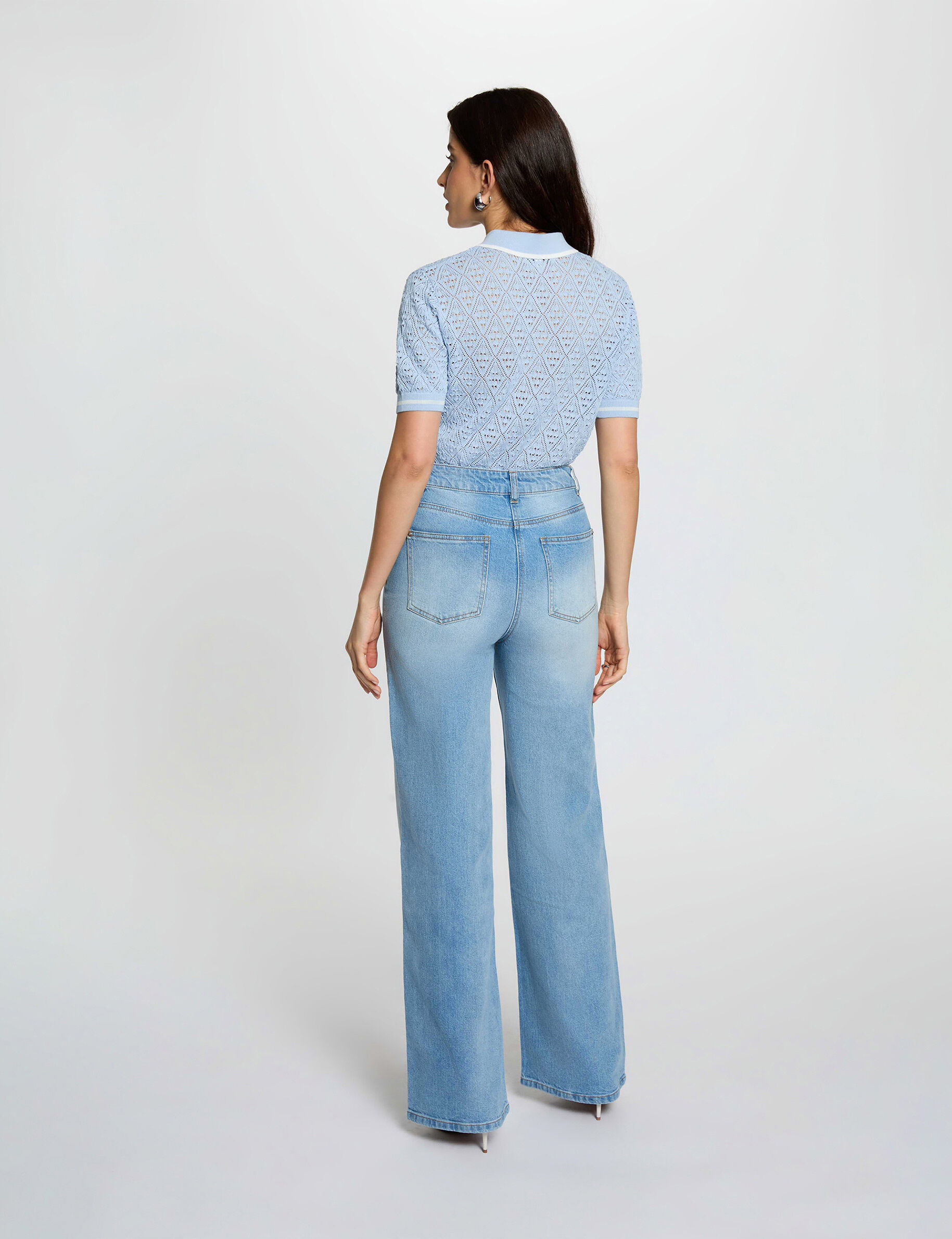 Fitted Jacket With Lapel Collar Sky Blue Women