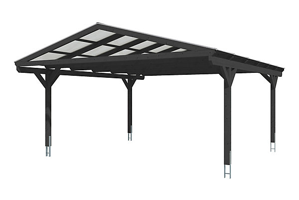 Carport SKAN HOLZ Westerwald 570x648, bois lamellé-collé, traitement coloré anthracite