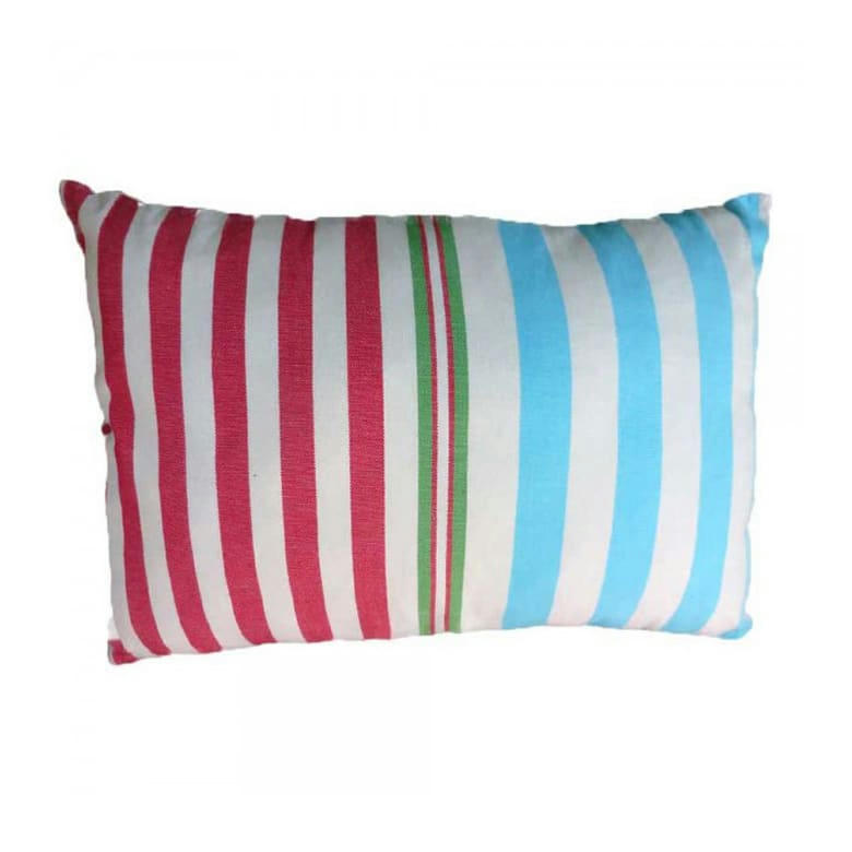 AGADIR - Housse de coussin coton écru à rayures multicolores 35 x 50