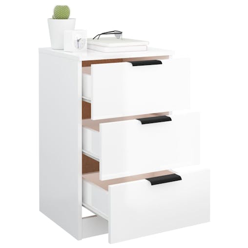NNEVL Bedside Cabinets 2 pcs High Gloss White 40x36x65 cm