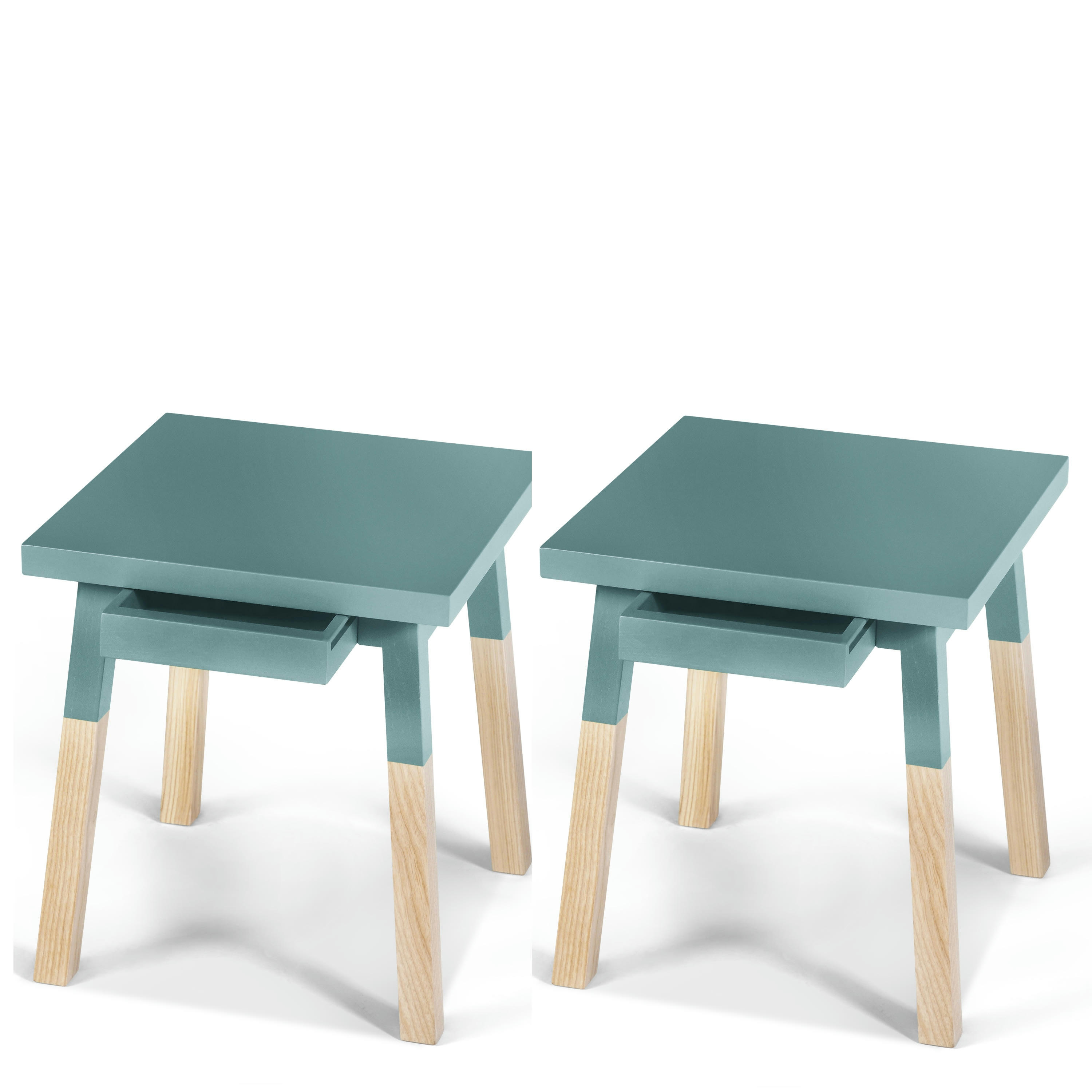 EGEE - 2 chevets laqués avec tiroir en frêne, plateau 40 cm