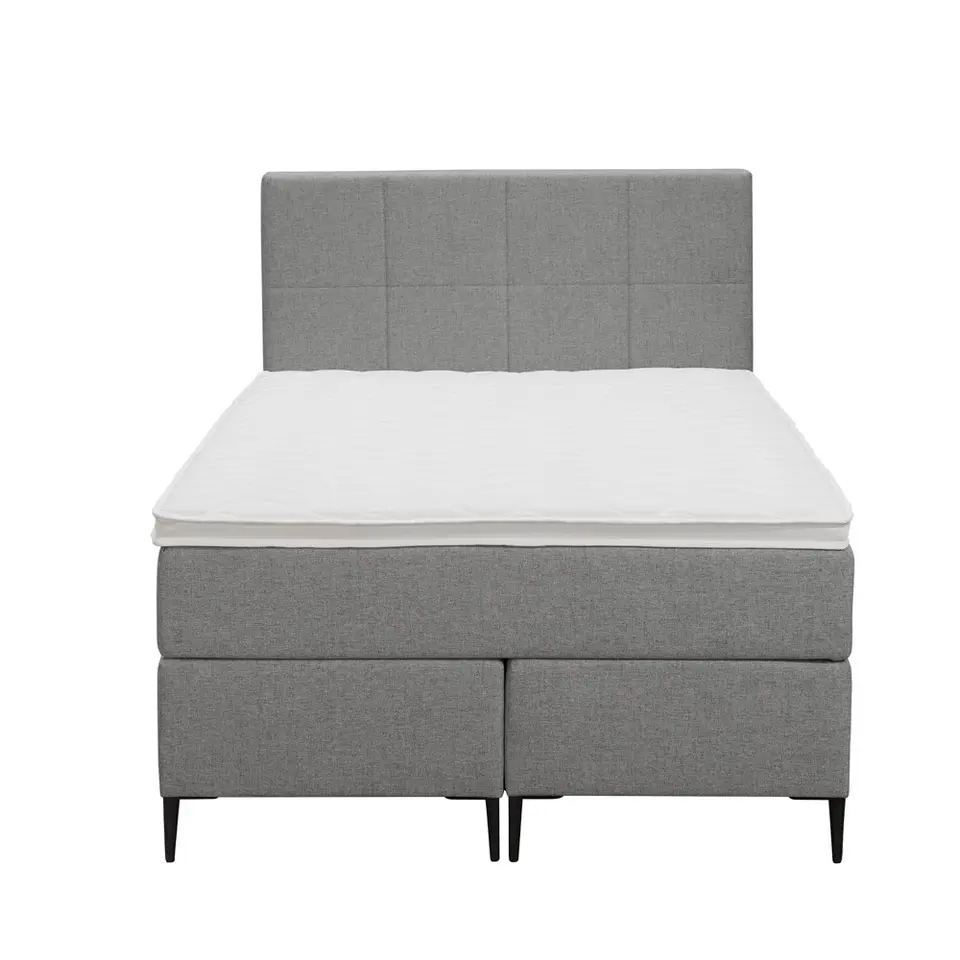 Boxspring Liv geblokt - lichtgrijs - 120x200 cm - slanke poot