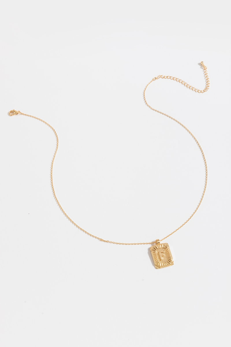 Initial ID Tag Pendant Necklace