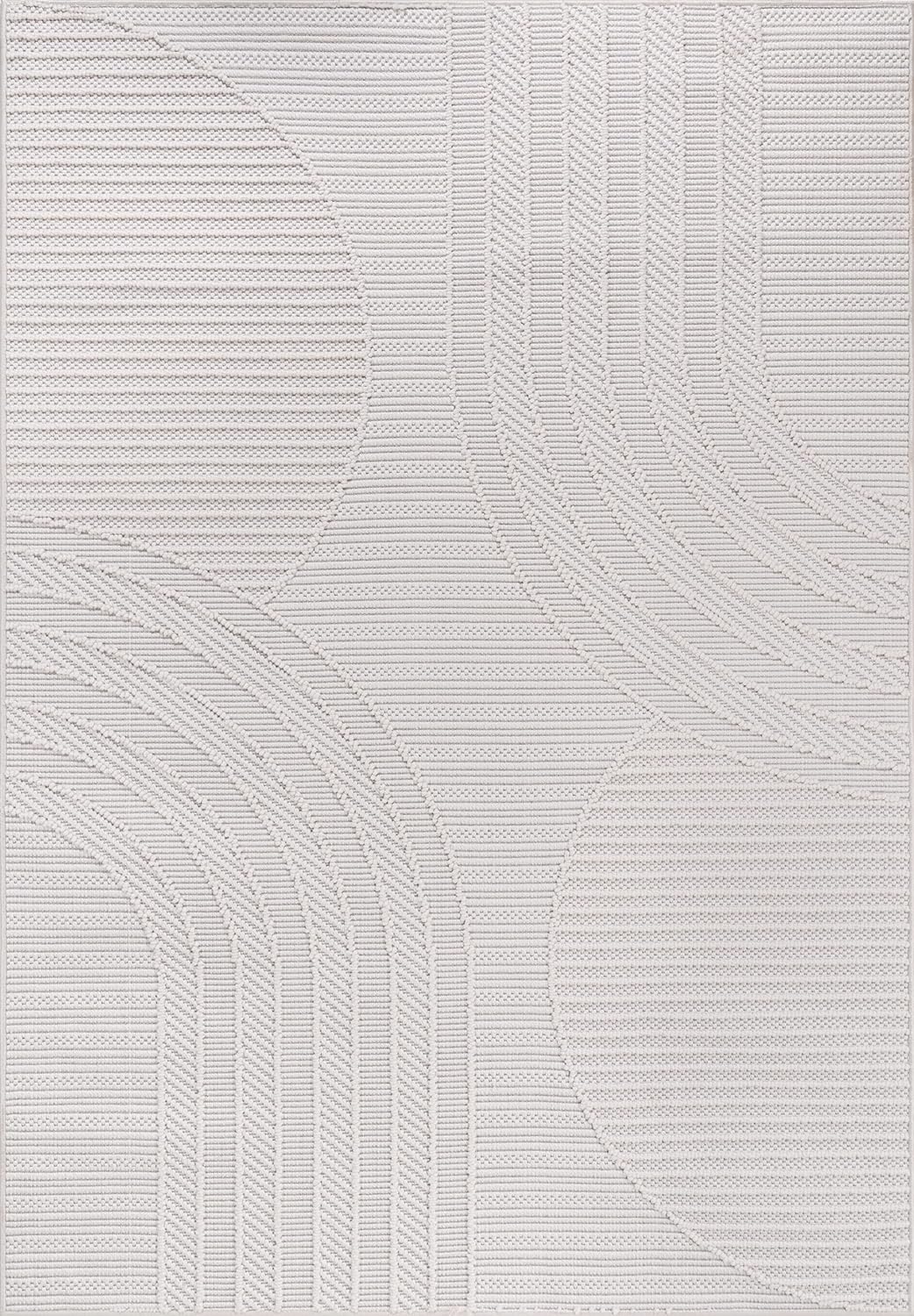 CAMILSON Micro Loop Rug 9x12 Modern Luxury Geometric Arch Large Area Rugs Soft High and Low Pile Stain Resistant Easy-Cleaning Non-Shedding for Living Room Office Indoor Carpet (9 x 12 / White)