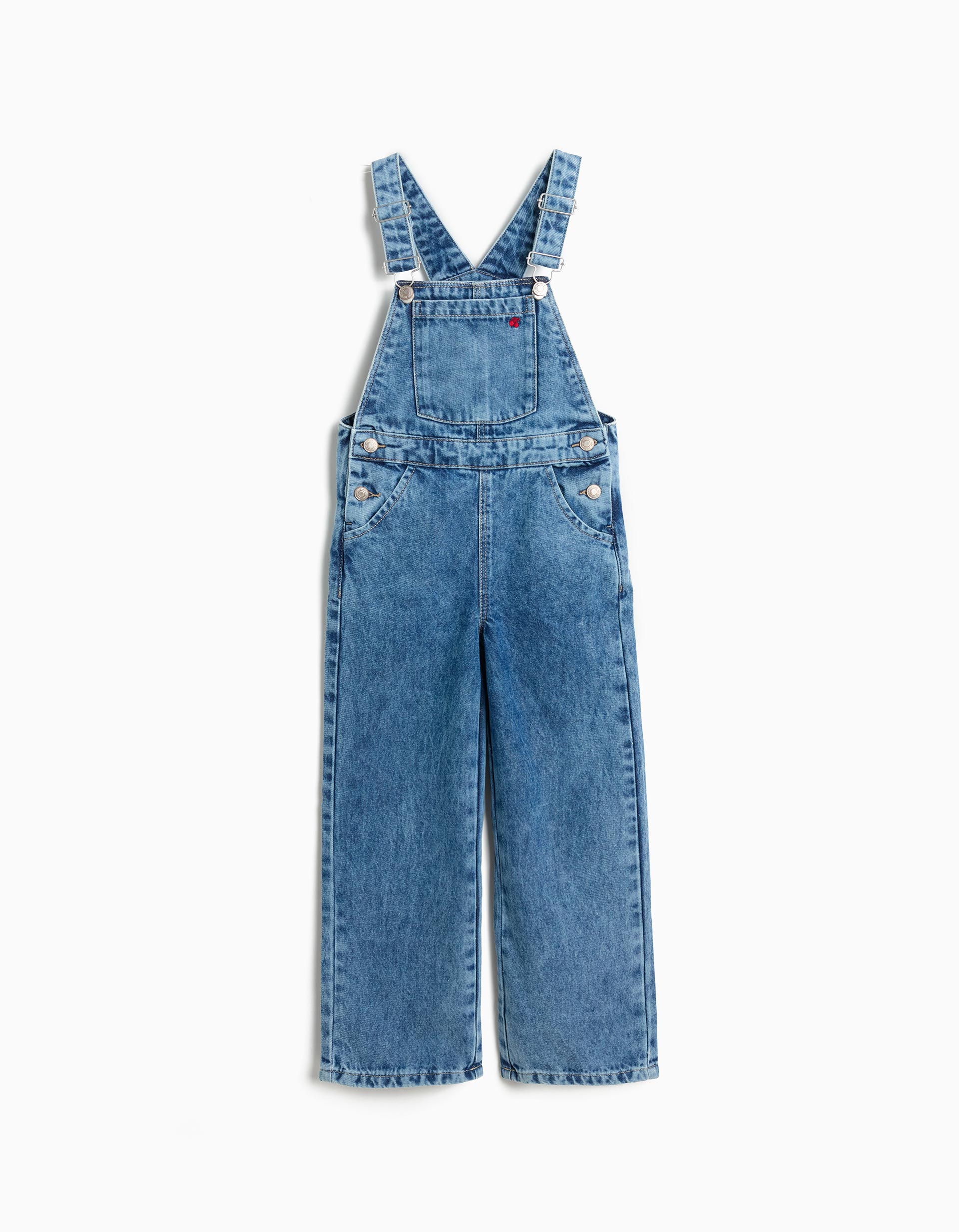 Jardineiras de Ganga 'Wide Leg', Menina, Azul