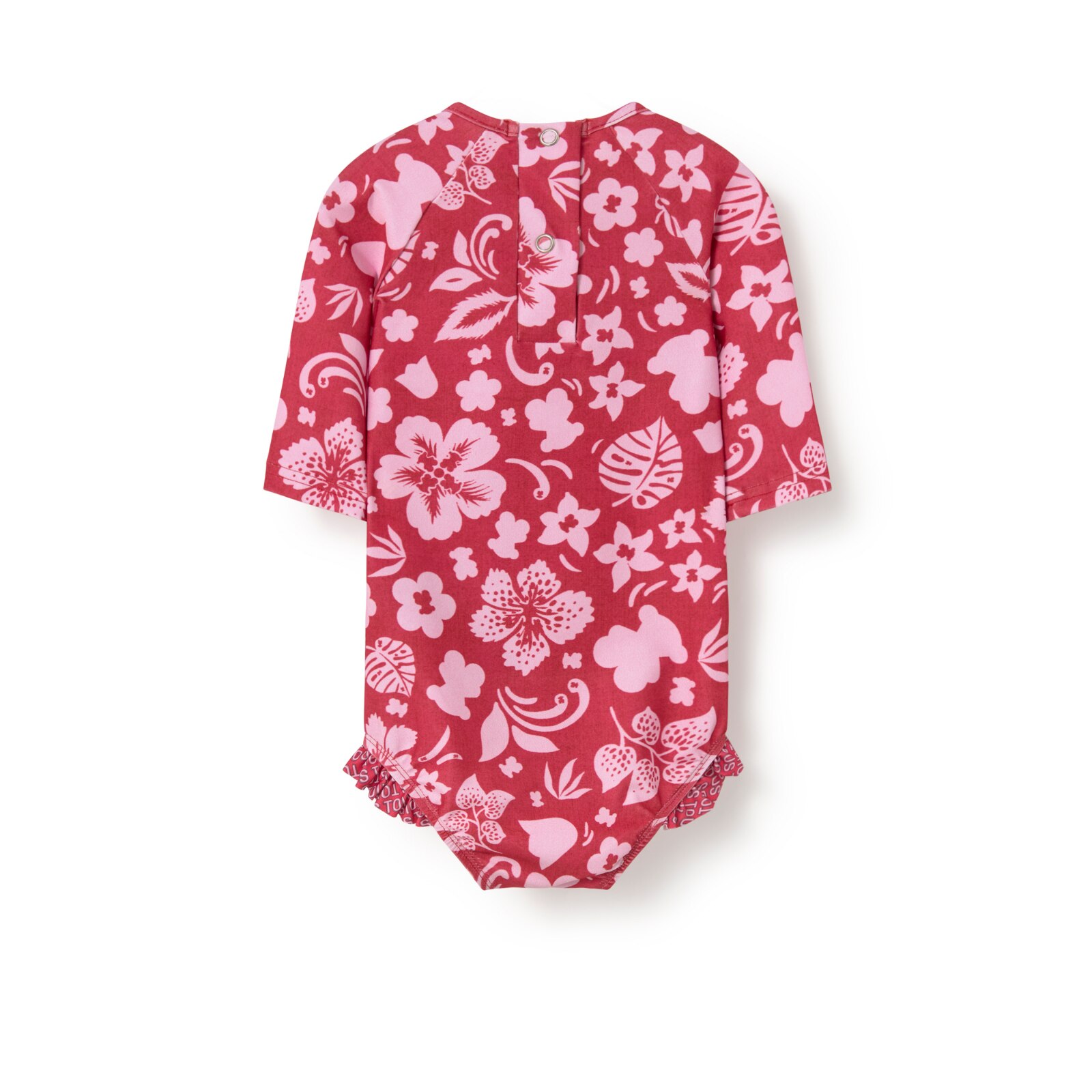 Bañador integral de niña manga larga Flower grana