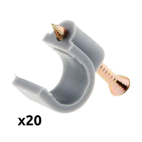 Lot de 20 crochets fixation diamètre 10mm - Gris - Zenitech