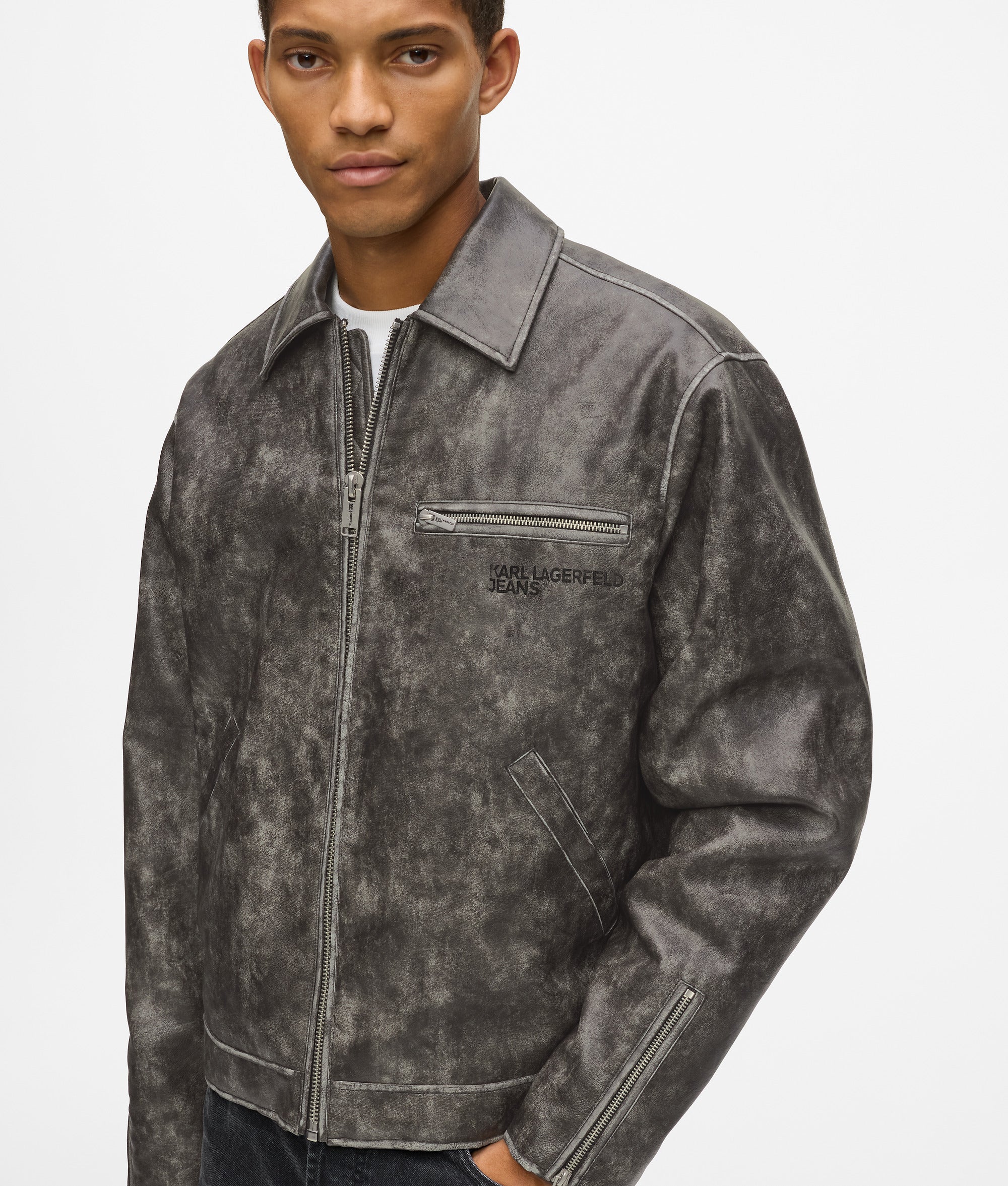 Veste en simili-cuir effet usé