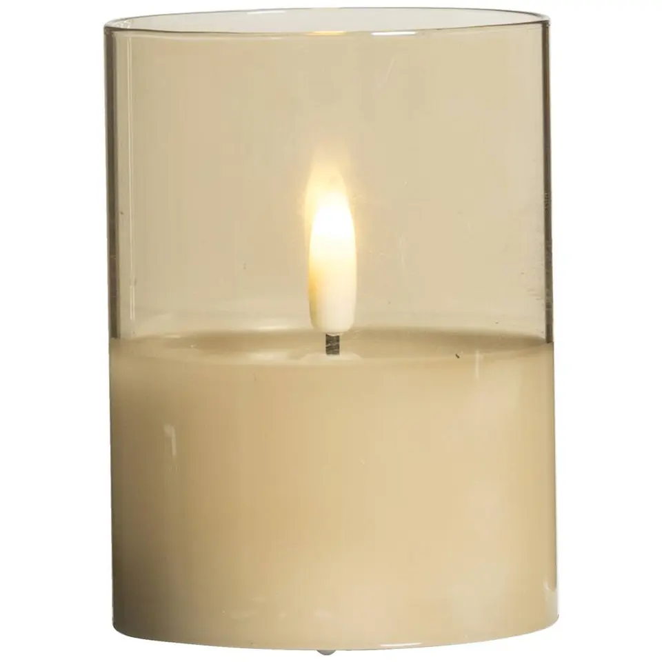 Led kaars in glas - goudkleurig - 10x&Oslash;7,5 cm