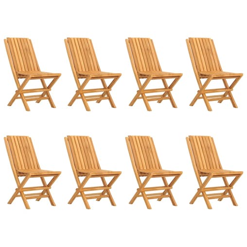 NNEVL Folding Garden Chairs 8 pcs 47x47x89 cm Solid Wood Teak