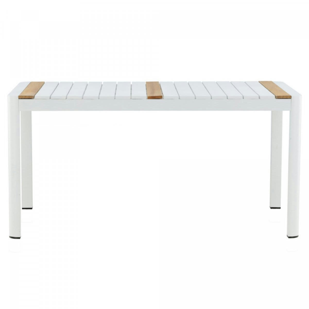 AGAMA - Table de jardin 150x90cm en aluminium et teck blanc