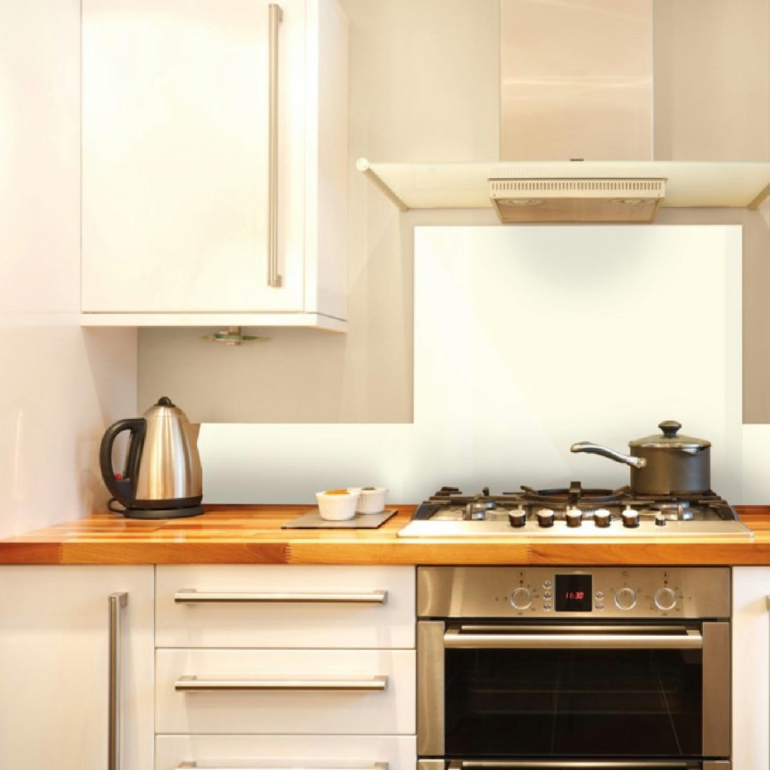 TOTAL WHITE - Crédence cuisine Bandeau ALU lot de 2 L100xH20cm Blanc Uni