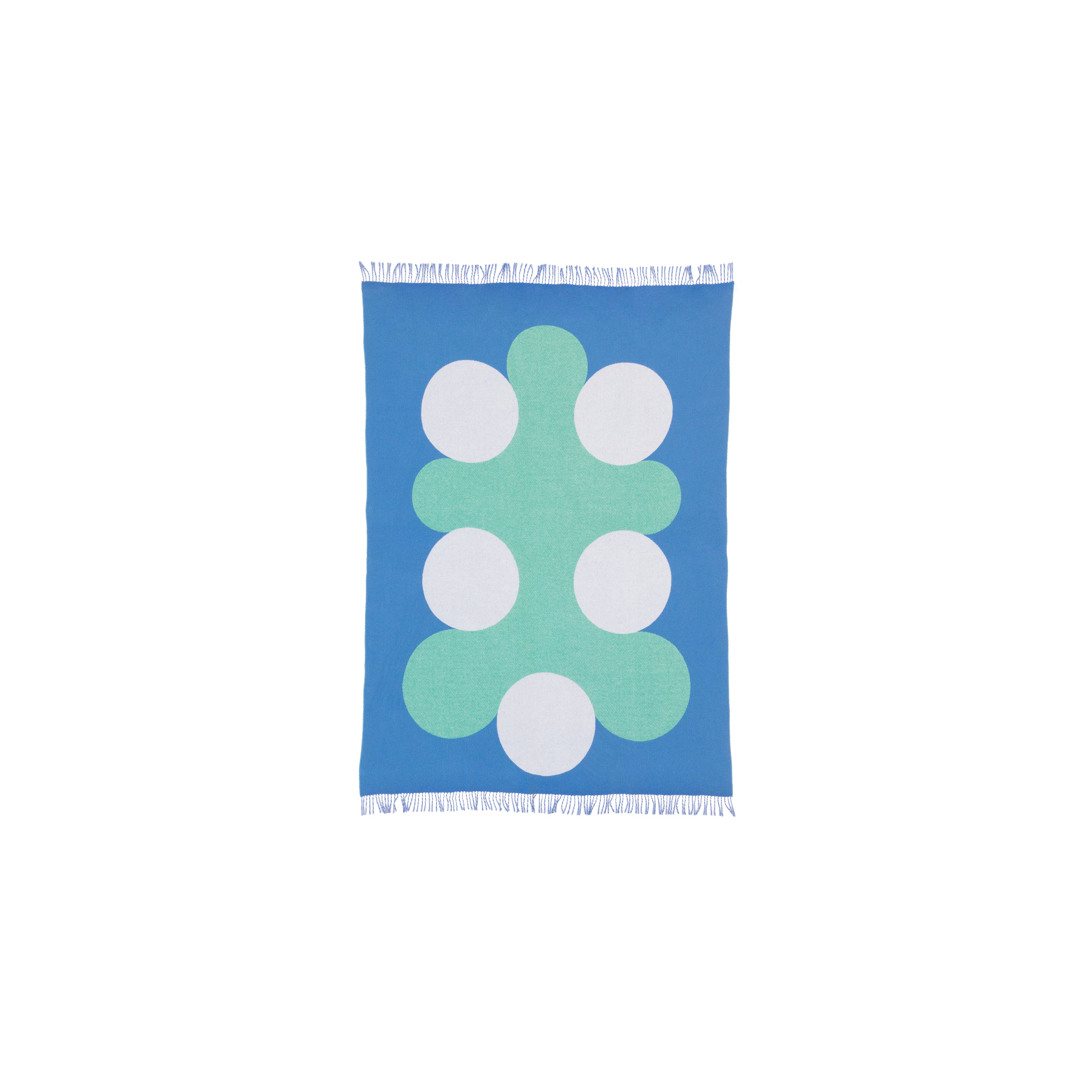 White, Blue and Leaf Throw Blanket - Oversized Retro Flower Motif