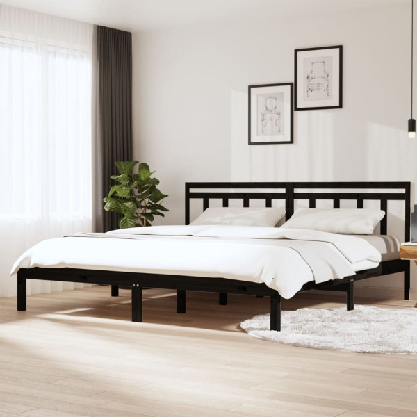 Rama łóżka czarna lite drewno sosnowe 200 x 200 cm