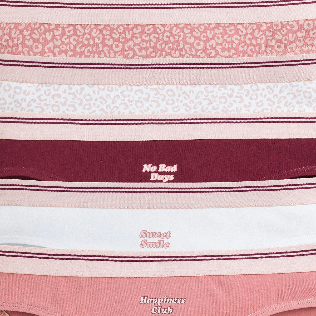 Lot de 5 culottes imprimé message et léopard