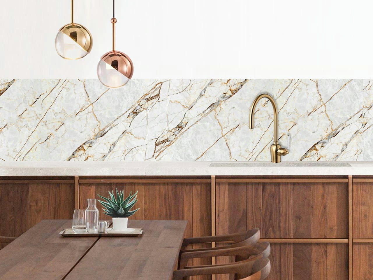 MARBRE - Crédence adhésive or 400x40cm