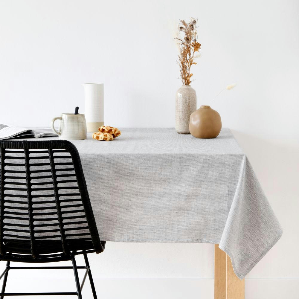 HOME - Nappe en coton gris chiné 130x130