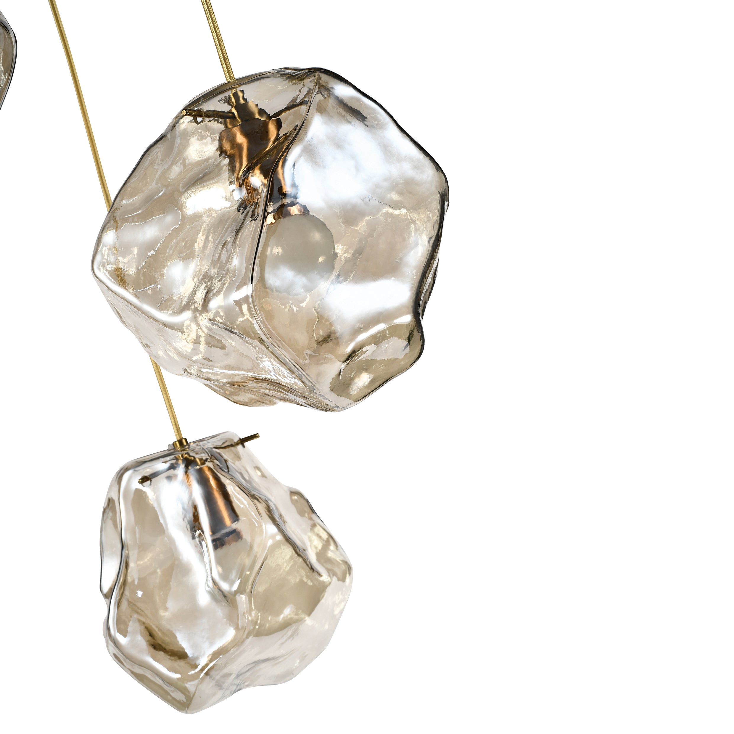 QUVIO Hanglamp ice cubes - 3 lichts - Metaal - Glas - Amber