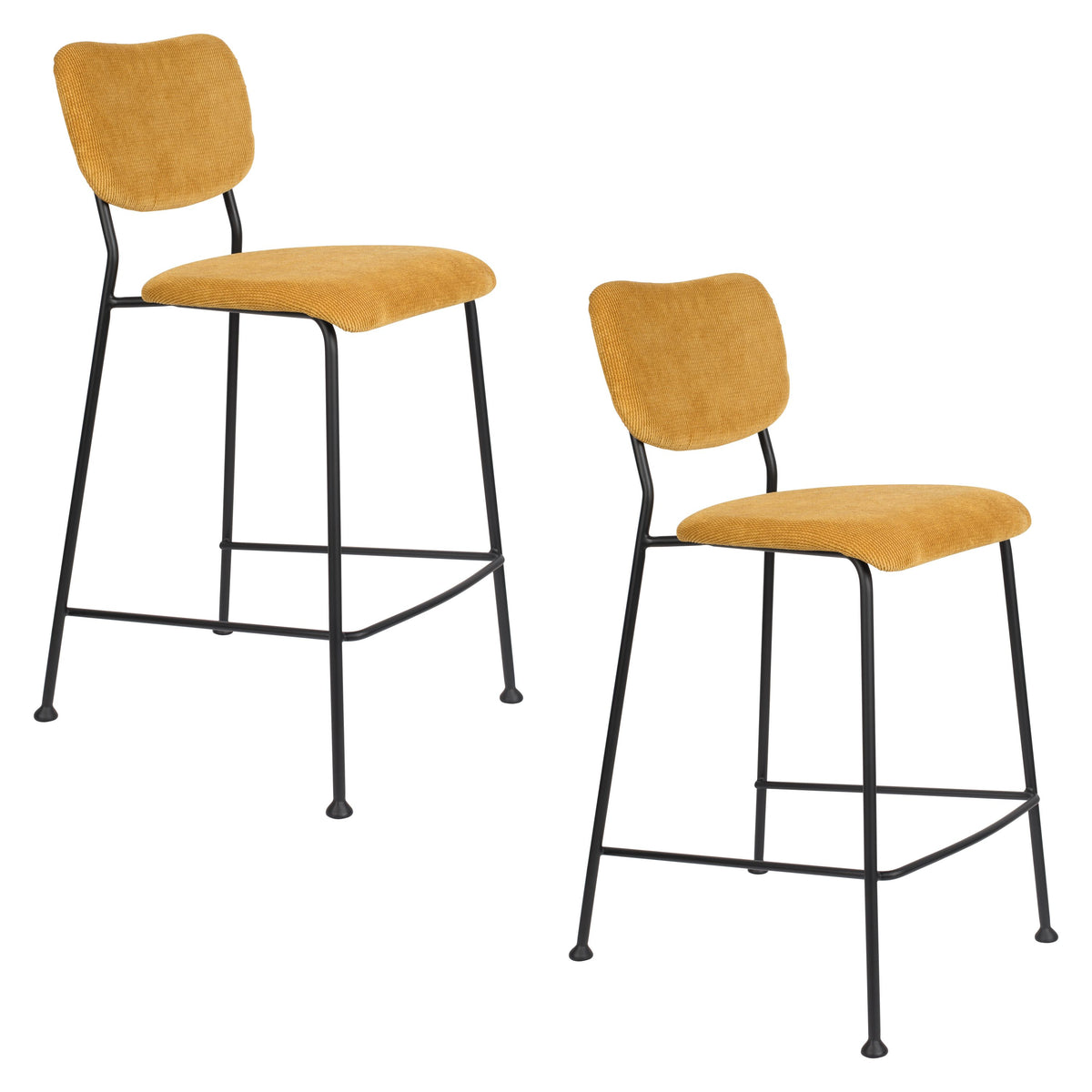 Zuiver Benson Barkrukken rugleuning 64,5 cm Oker - Set van 2