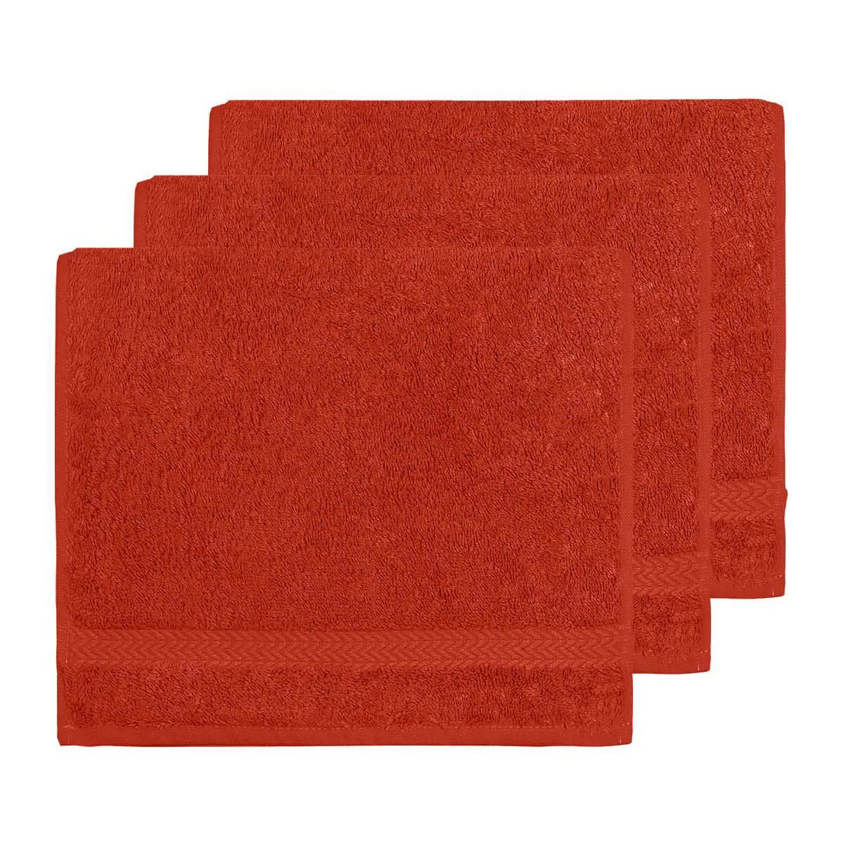 LUXURY - Lot de 3 serviettes invité 550gr/m²  terracota 30x50 cm