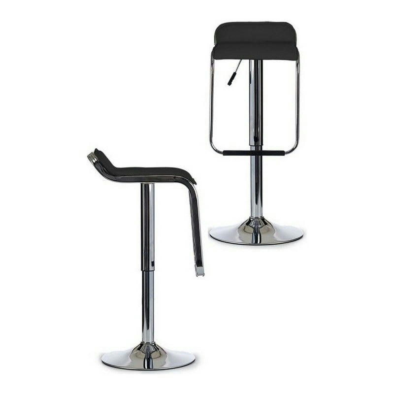 - Tabouret Argenté Noir Métal Cuir