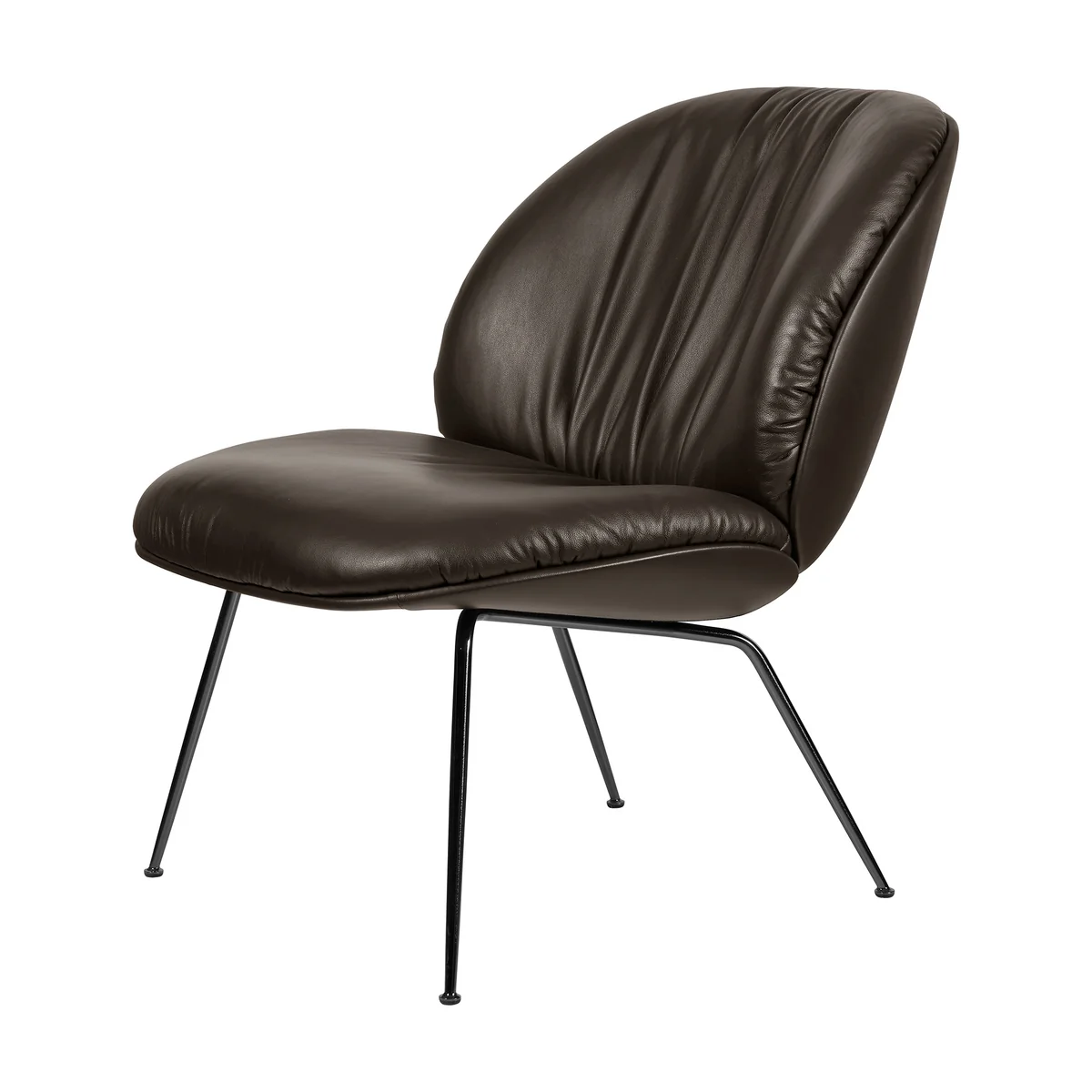 Gubi - Beetle Soft Lounge Chair, Vollpolsterung, schwarz matt / Coffee FL2972 (Smooth Leder)