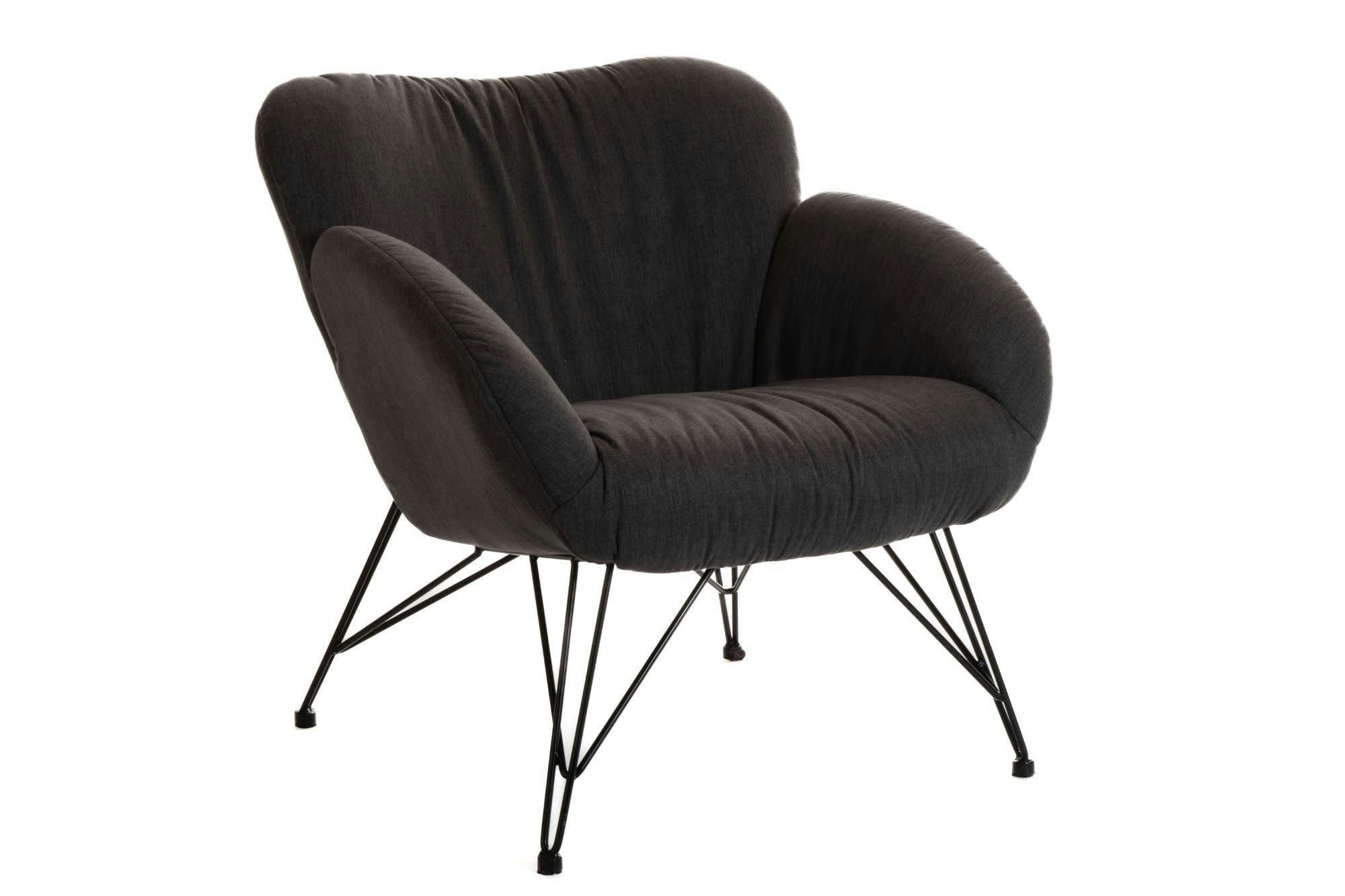 ATLANTIQUE - Fauteuil lounge en tissu et piétement en métal noir