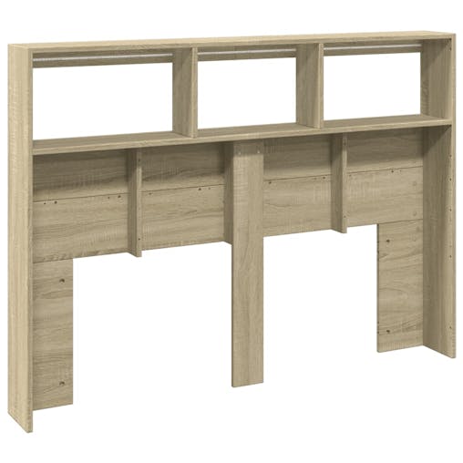 NNEVL Headboard Cabinet with LED Sonoma Oak 140x17x102 cm