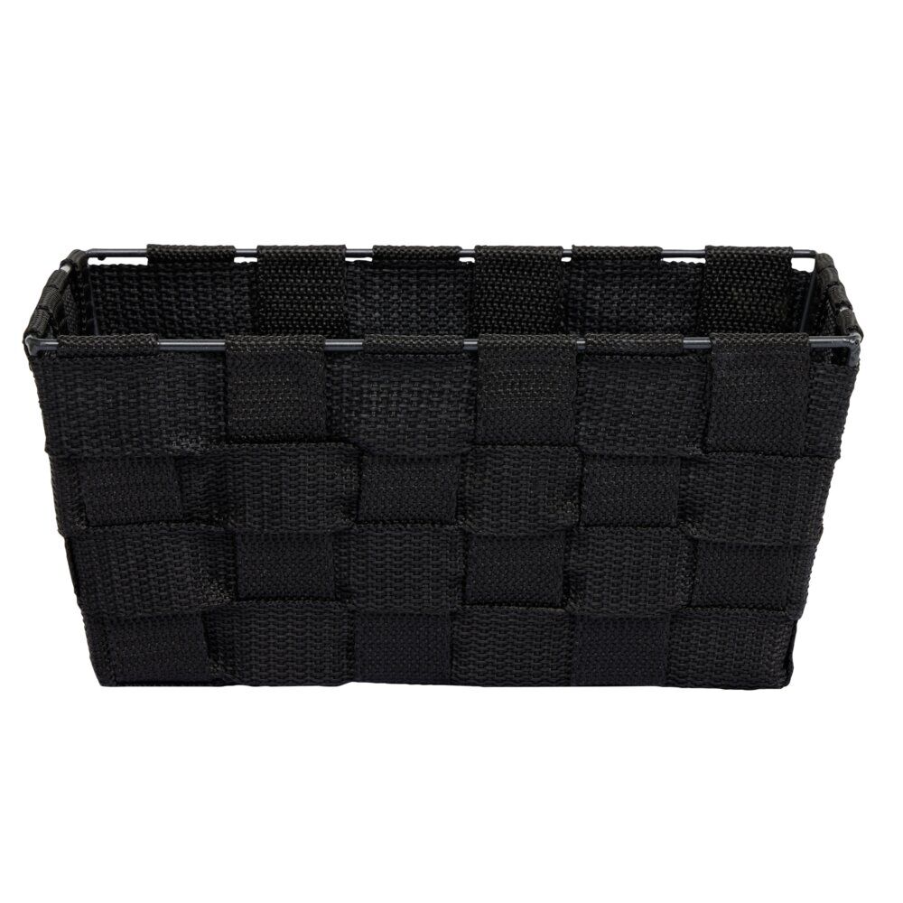 Panière de rangement carrée tissu tressé gris 21,5x21,5xH12cm