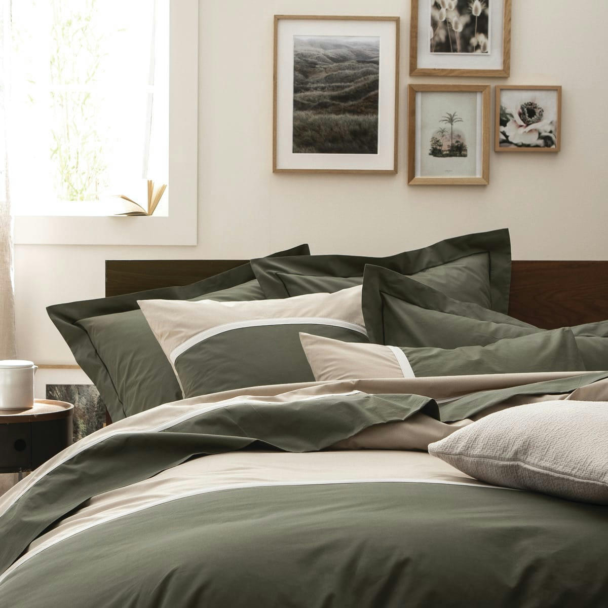 TOI & MOI ESSENTIEL - Housse de couette unie en percale de coton kaki 140x200