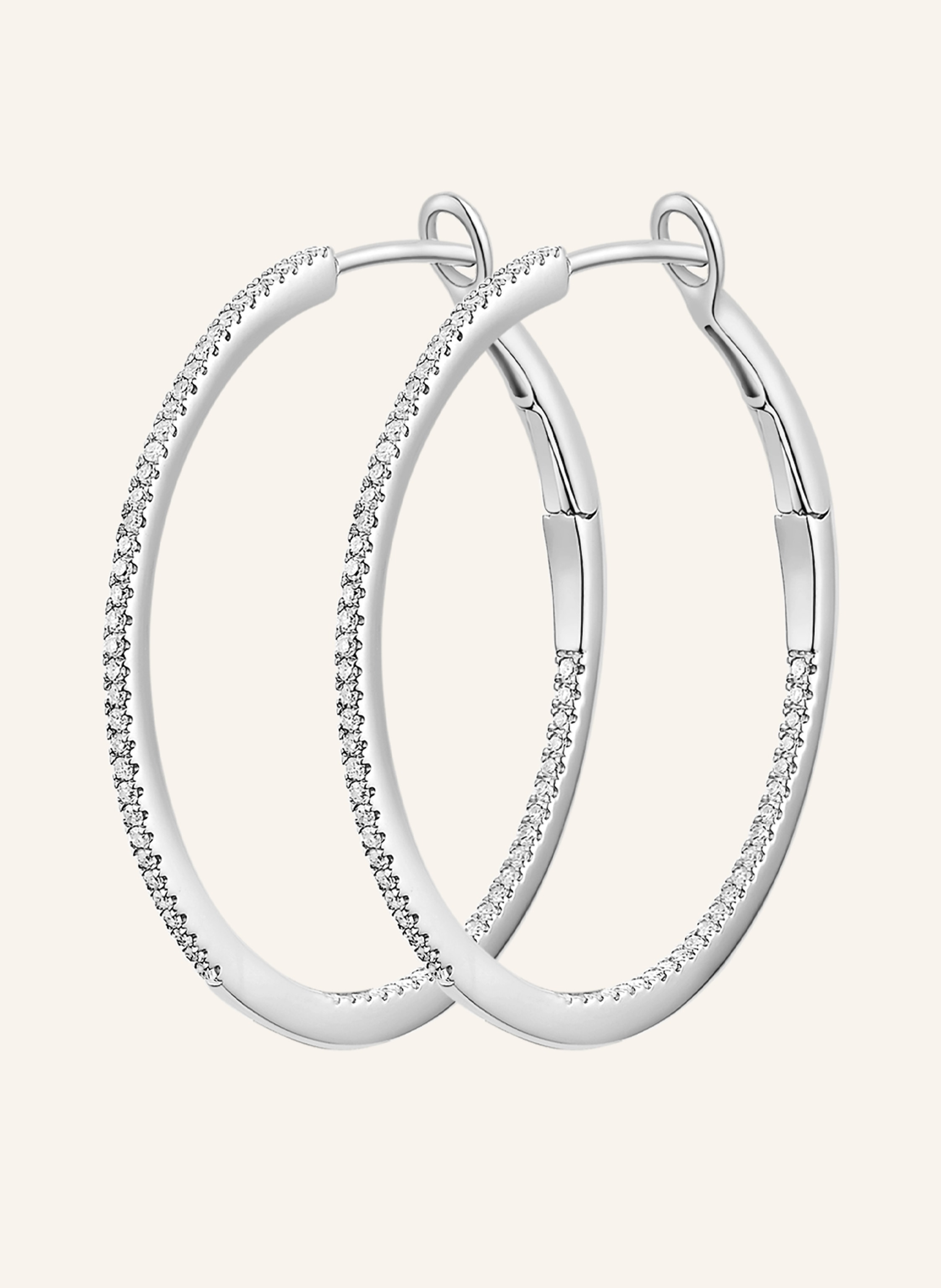 Leaf Creolen CIRCLE M aus 18 Karat Weißgold mit Diamanten