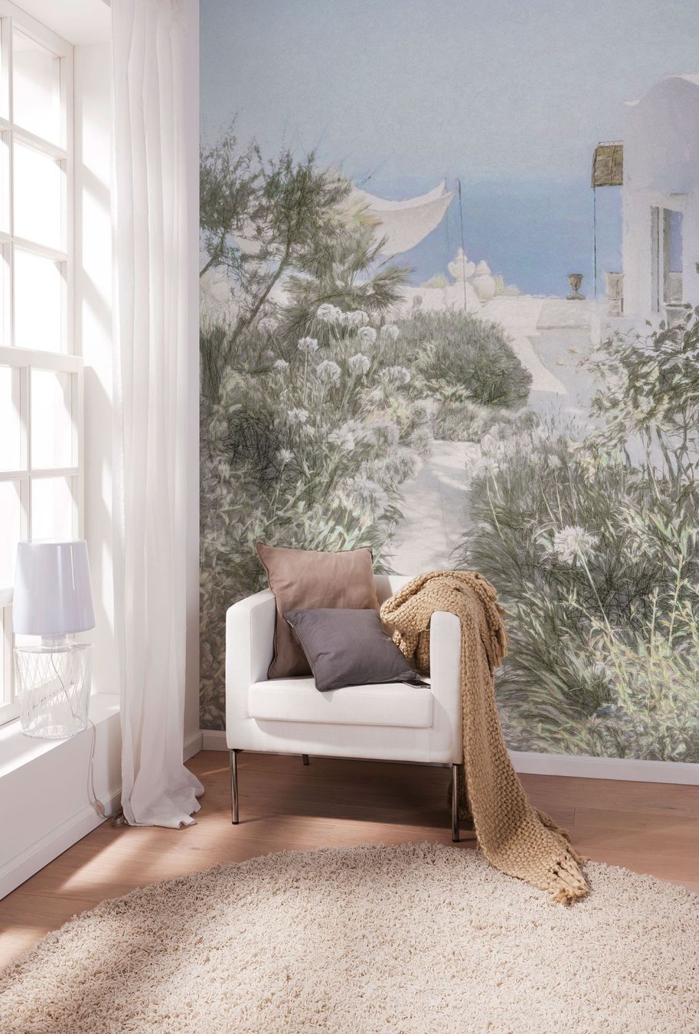 Sanders & Sanders fotobehang Côte d’Azur blauw en groen grijs - 200 x 250 cm - 612214