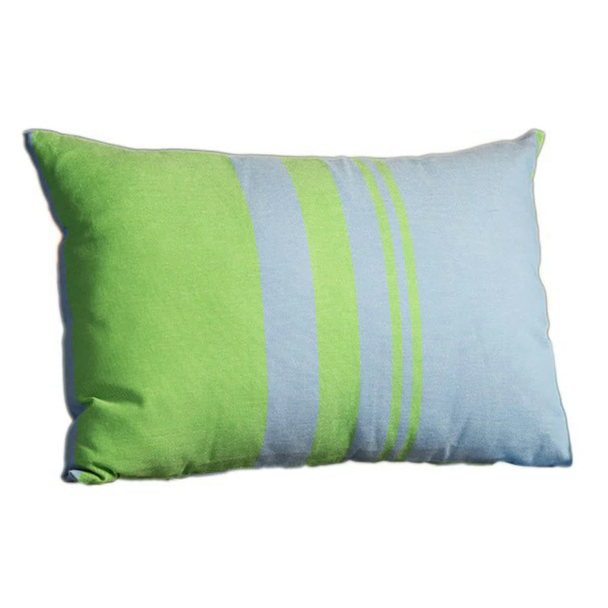 TANGER - Housse de coussin coton motif symétrique vert et bleu 35 x 50