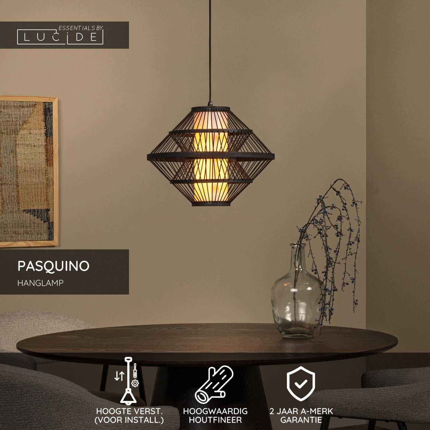 Lucide PASQUINO Hanglamp - Zwart
