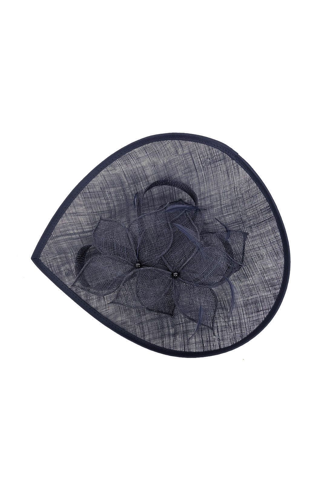 Vellin Teardrop Mesh Fascinator with Sculpted Flower Detail
