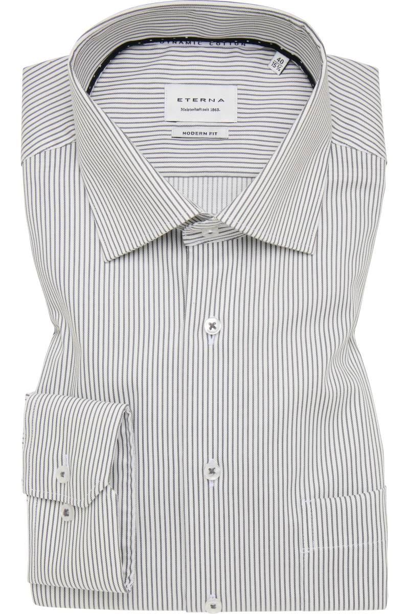 ETERNA Modern Fit Hemd steingrau, Gestreift